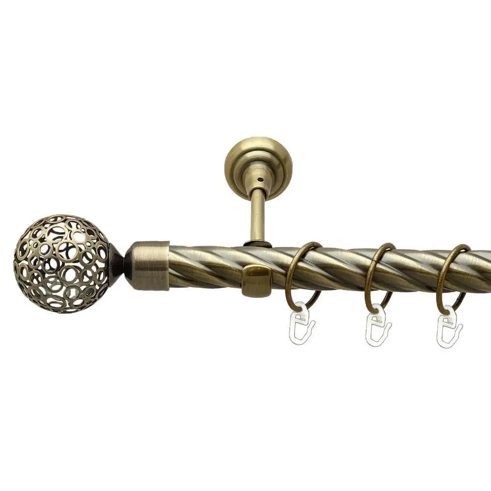 Карниз Orvit Савона металевий однорядний відкритий скручена труба кільце металеве Антик 25 мм 240 см Львов - изображение 1