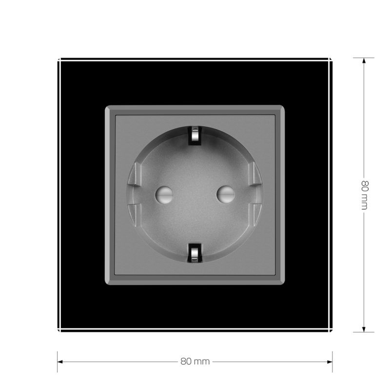 LIVOLO Електрична розетка з заземленням LIVOLO, сіра з чорною рамкою, шторки, скло, 250В 16А (V Коломия - фото 10