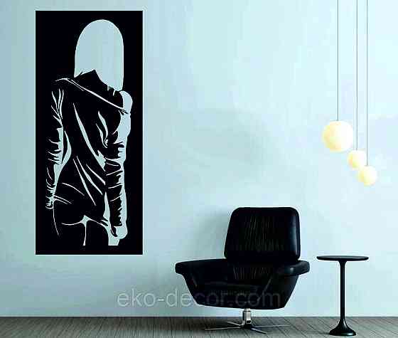 Декоративное настенное Панно «Силуэт женщины», Декор на стену 70*30 см, Черный Киев