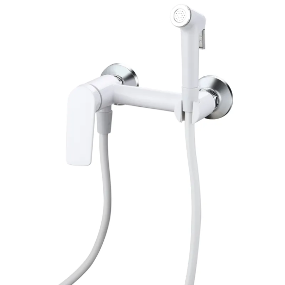Смеситель для гигиенического душа Plamix Lucas-222 SET White термопластиковый (с шлангом и лейкой) (PM6104) Черновцы