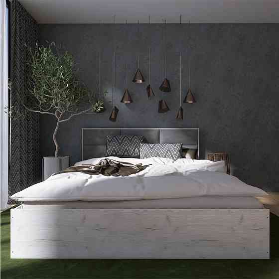 Кровать двуспальная Эверест КЛ-1600 Лайт (щит ДСП под матрас) 160х200 см Дуб Крафт белый (DTM-071071) Львов