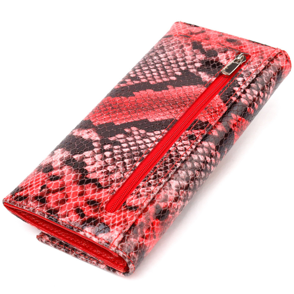 Яркий женский кошелек из натуральной фактурной кожи с тиснением под змею Разноцветный (CANPELLINI) Киев - изображение 6