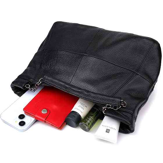 Повсякденна сумка з натуральної шкіри для жінок Vintage 22992 Чорний Київ