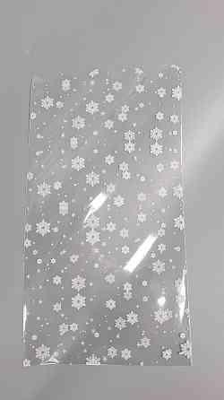 Пакет із малюнком для пакування подарунків (15*30) No380 (7) (ажурний) "Сніжинки" (100 шт.) Харків