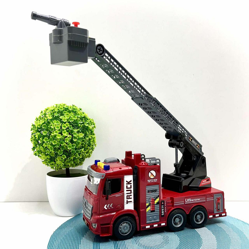 Спецтехніка Пожежна машина звук підсвічування механічний розбризкувач води кран рухомі деталі інерція Червоний (ZH 812-6) Чернигов - изображение 3