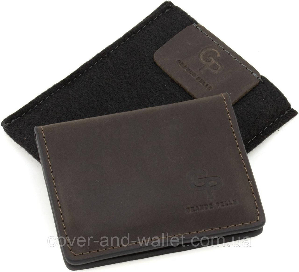 Маленька шкіряна обкладинка кредитниця під автодокументи на магнітах Grande Pelle 224420 Київ - фото 7