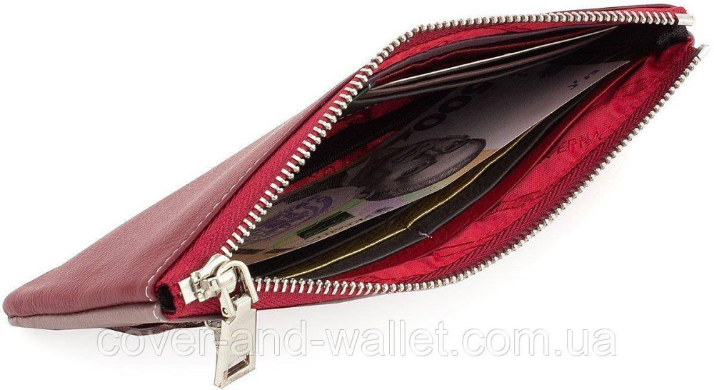 Стильный тонкий женский кошелек на змейке бордового цвета Marco Coverna 88806 Киев - изображение 4