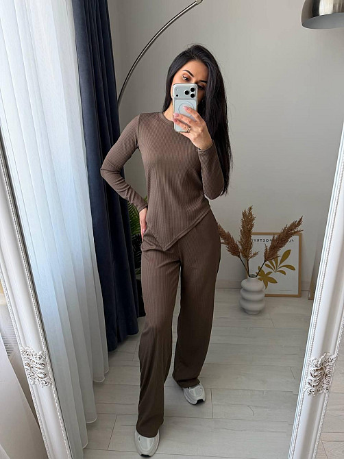 Жіночий стильний повсякденний костюм, двойка, турцький рубчик Моко, 46/48 Одеса - фото 5