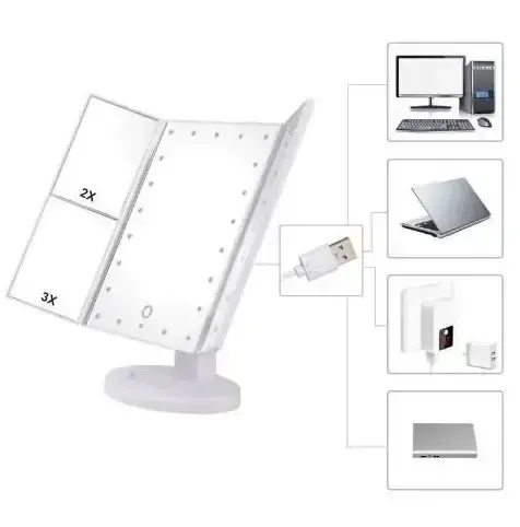 Зеркало тройное для макияжа Superstar Magnifying Mirror с LED-подсветкой прямоугольное с увеличением Коломия - фото 9