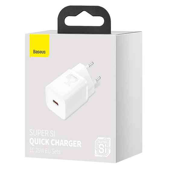 Мережевий зарядний пристрій Baseus Super Si Quick Charger 1C 25W EU, колір білий CCSP020102 Одеса