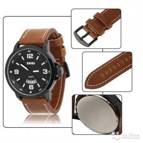 Чоловічий класичний наручний годинник Skmei 9115 Чорний з коричневим Вінниця - фото 4