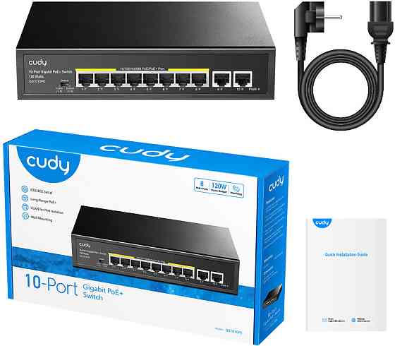 Комутатор Cudy GS1010PE, 8-Port Gigabit PoE+ Switch with 2 Gigabit Uplink Ports 120W Вінниця
