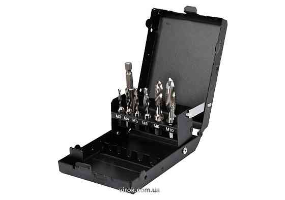 Набір свердл-мітчиків YATO М3-М10, HSS М2, HEX-1/4", з подовжувачем l= 60 мм, 7 шт [5/60] Одеса