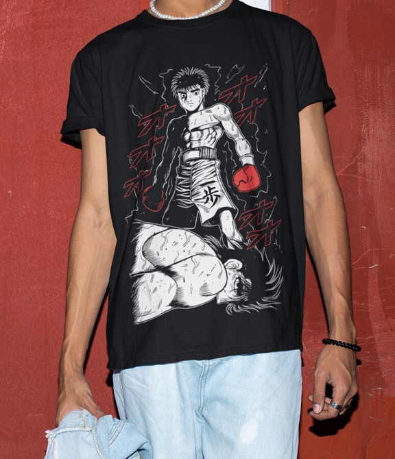Футболка для мальчика аниме Хаджиме Но Іппо Хаджиме оверсайз (рост от 165 до 180 ) Черний AnimeJ0885m Днепр - изображение 4
