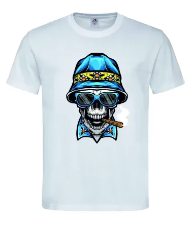 Футболка «Череп із сигарою» Білий, M Городище