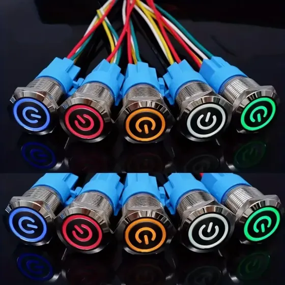 Синя кнопка 16мм з підсвіткою для металевих вимикачів Київ