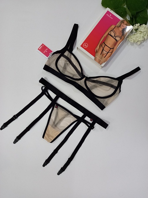 Жіночий комплект прозорий  Obsessive  Nudelia set тілесний S-M Славута - фото 1