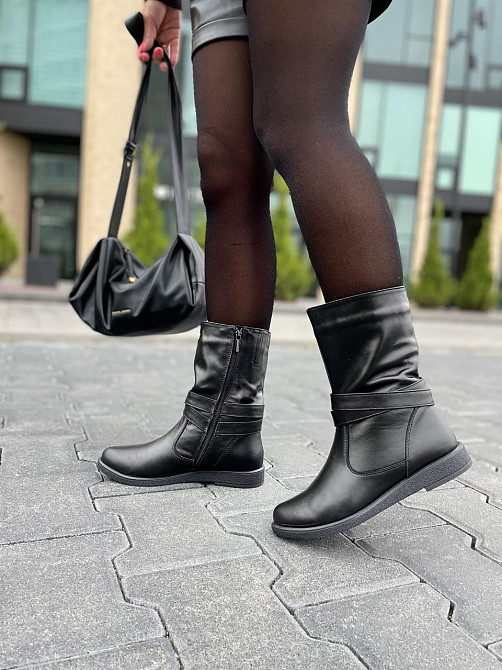 Напівчоботи жіночі ЭММА 01 чорні натуральна шкіра висота 21 см обхват 29-32 см розміри 36-40 (2 Коломыя - изображение 4