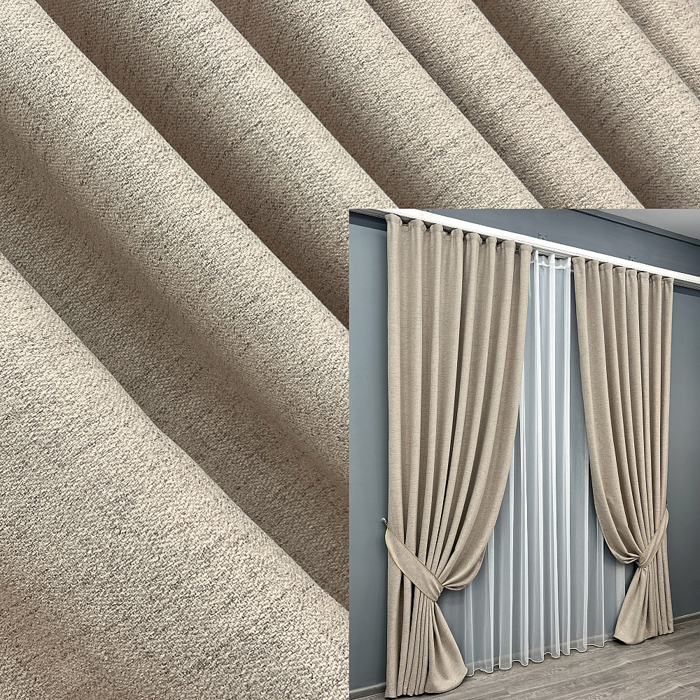 Комплект готових штор VR-Textil TWEED_V № 1917ш Бежевий 200х290 см 2 шт (32-336) Київ - фото 1