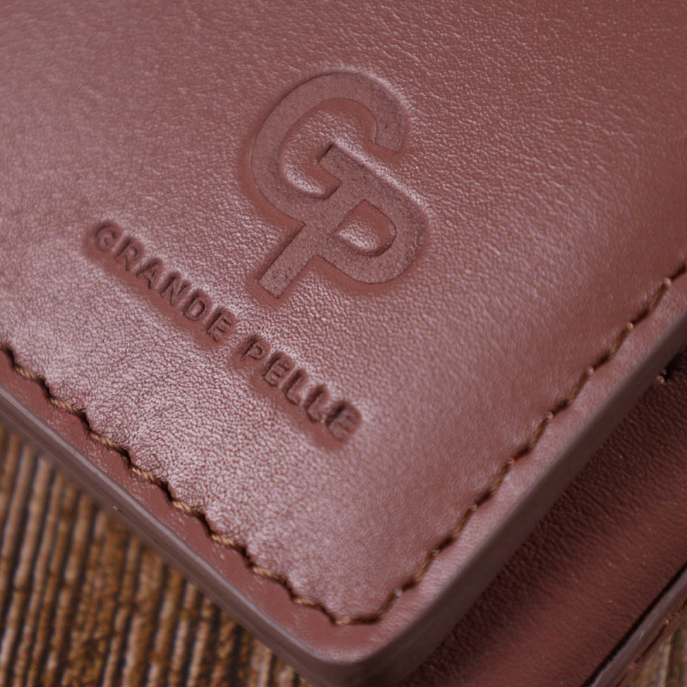 Вертикальне невелике жіноче портмоне в три складання (GRANDE PELLE) Київ - фото 4