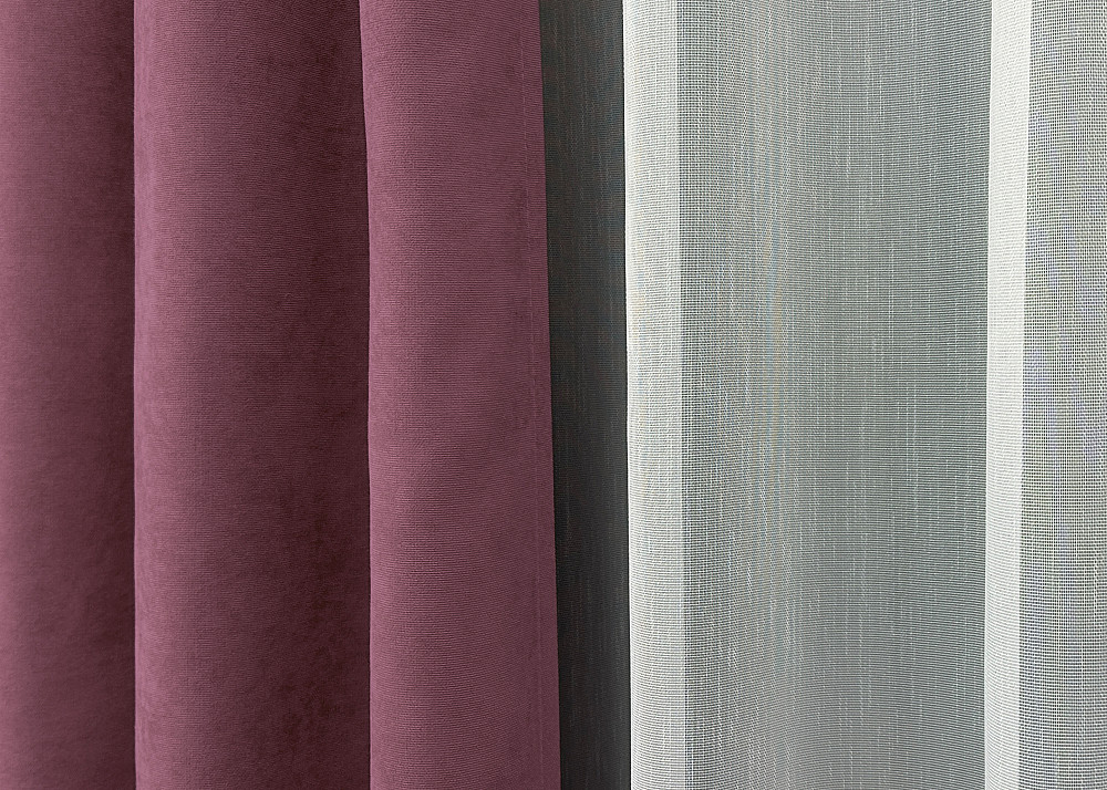 Комплект штор VR-Textil Мікровелюр Petek 200х270 2шт і Тюль 500х270 1490ш-1153т Пурпурний з білим 71-034/6 Київ - фото 6