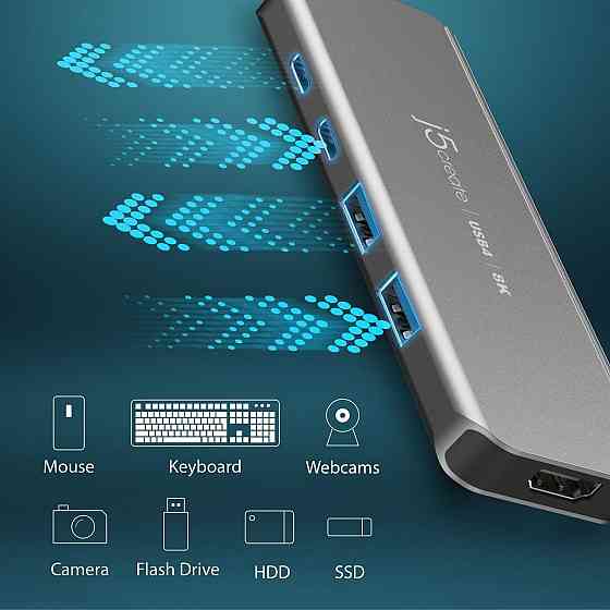 USB-хаб J5create USB-C 5-в-1 Grey (JCH453-N) ( 14783 ) Харків