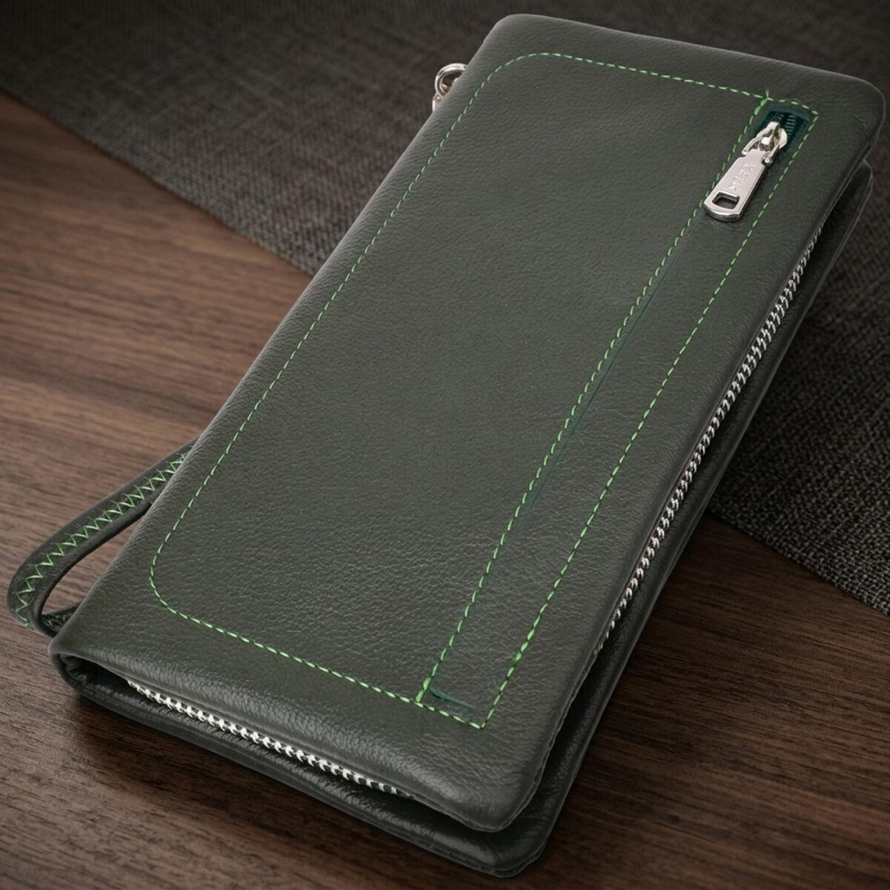 Стильный кошелек-клатч для женщин с отделением под телефон ST Leather 23103 Зеленый Киев - изображение 11