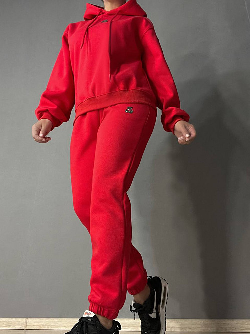 Костюм женский A-N 2735 с медвежонком в ​​камнях -худи и штаны красный, красный, L Киев - изображение 17