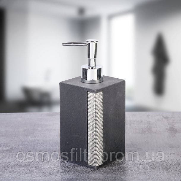 Дозатор для мила Axentia Ліндос  чорний з декором полігума 400 мл Н 10.8 см 7.3х7.3 см (134473) Київ - фото 7