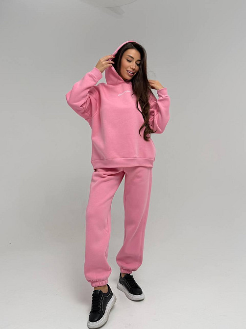 Женский стильный спортивный костюм двойка: худые+ брюки, трехнить Пенье на флисе турция Розовый, 50/52 Одесса - изображение 1