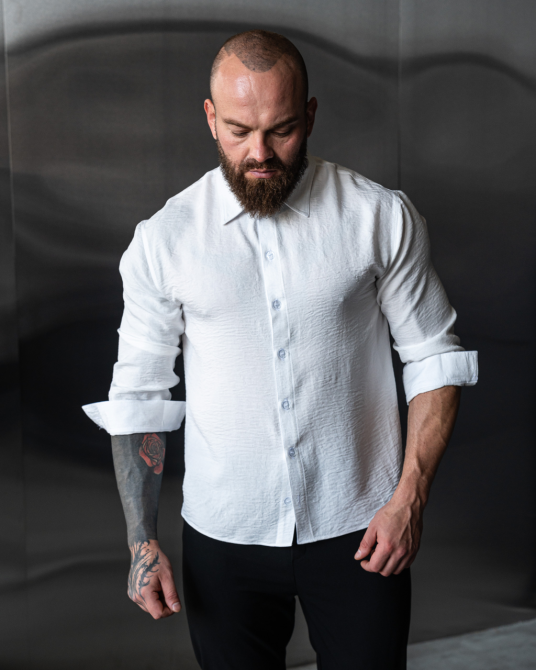 Сорочка чоловіча жатка класик комір Білий L Харків - фото 2