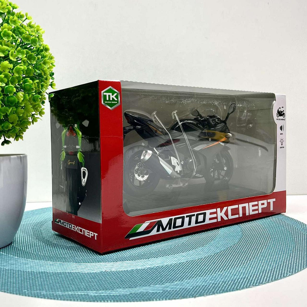 Мотоцикл металопластиковий звуки підсвічування гумові шини рухомі елементи 1:12 Чорний (BG 69-325) Чернігів - фото 10