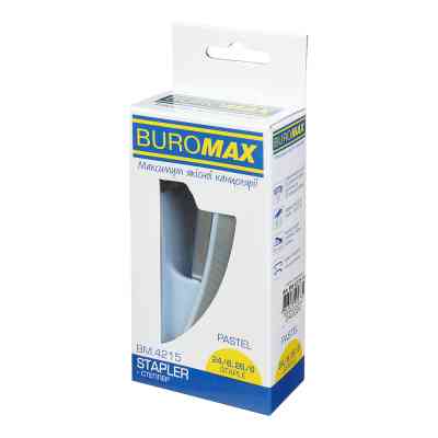 Степлер Buromax пластиковий PASTEL, 20 аркушів, (скоби №24, 26), 111 х 62 х 32 мм, блакитний (BM.4215-14) Вінниця
