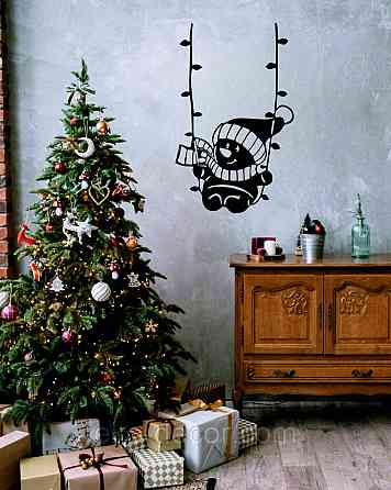 Декоративное настенное Панно «Снеговик», Декор на стену 110*68 см, Черный Киев