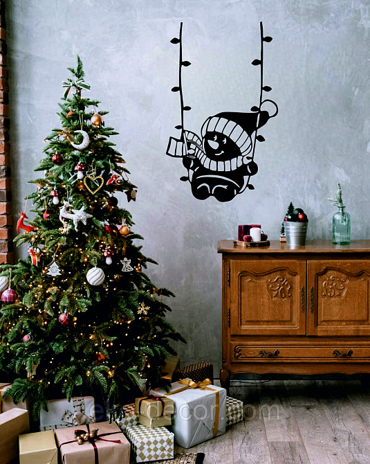 Декоративное настенное Панно «Снеговик», Декор на стену 110*68 см, Черный Киев - изображение 1