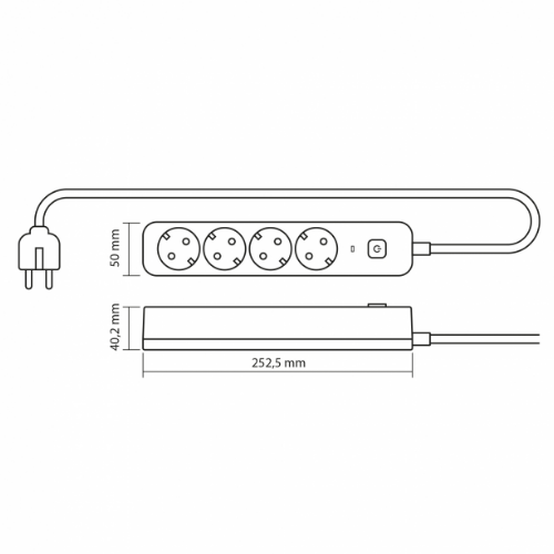 Мережевий подовжувач із заземленням 4 розетки 3м з кнопкою чорний VF-PD43G-B Oncord Videx Житомир - изображение 8