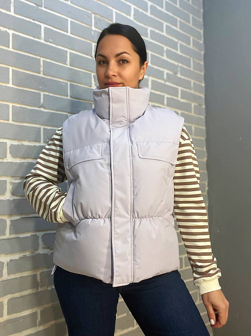 Жилет женский JOY ONE 86165 наложены карманы воротник стойка затяжка снизу сиреневый, сиреневый, XL Киев - изображение 17