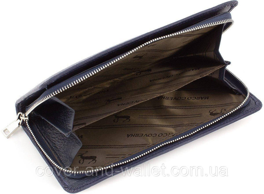 Стильный кошелек клатч на магнитах и молнии синего цвета Marco Coverna 1-6056 Киев - изображение 15