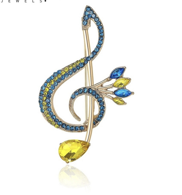 Брошка "Нота" жовто-блакитна Сміла - фото 1