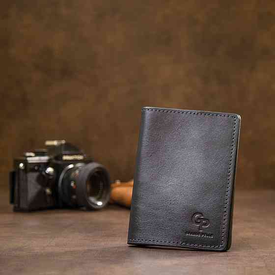 Универсальная кожаная обложка на паспорт GRANDE PELLE 11479 Темно-синий Киев