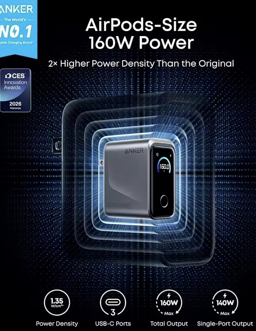 Anker Prime 160 W GAN . Premium !!! Харків - фото 4