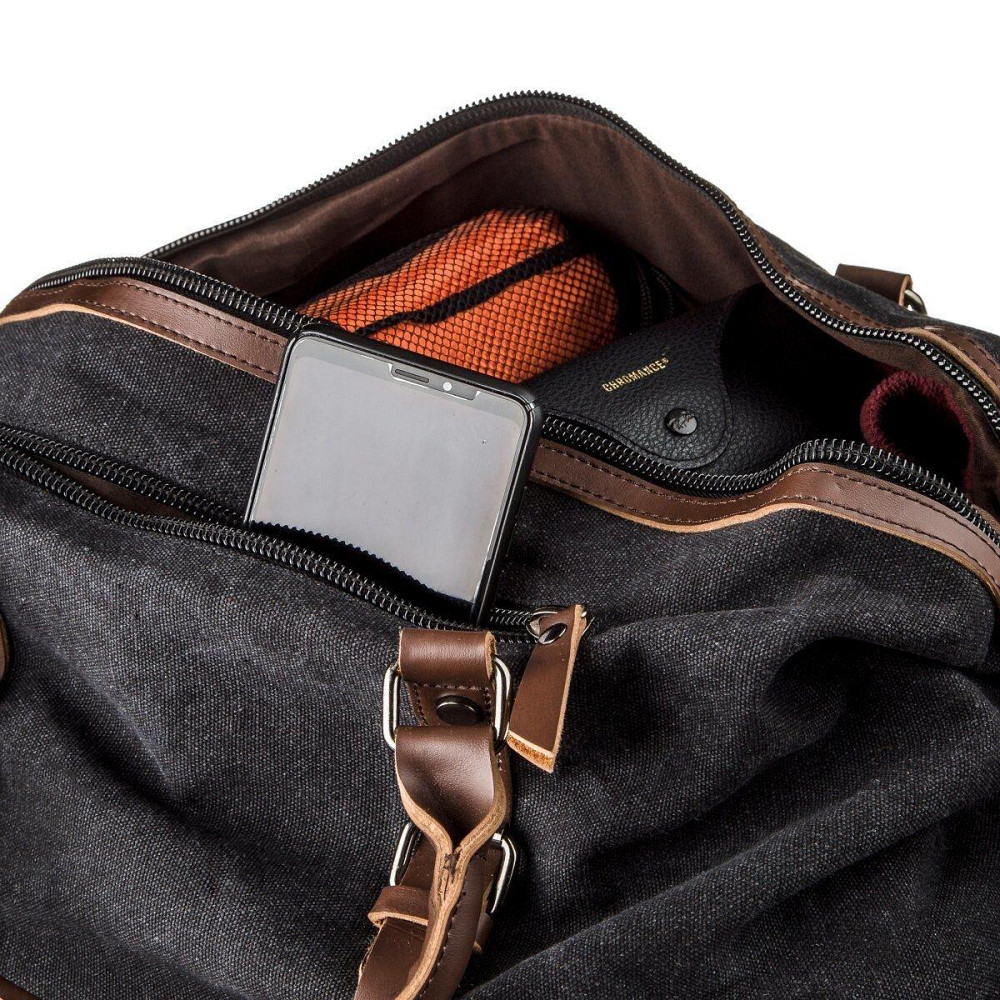 Дорожня сумка текстильна Vintage 20170 Чорна Київ - фото 5