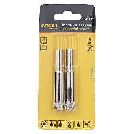 Коронки алмазные по керамике и стеклу Ø10мм (КРАТНО 2шт) SIGMA (1541101) Киев