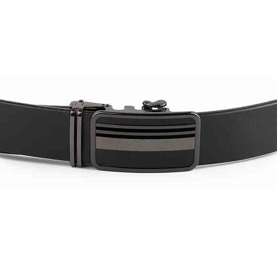 Ремень мужской с автоматической пряжкой полоски Vintage 20292 Черный Киев