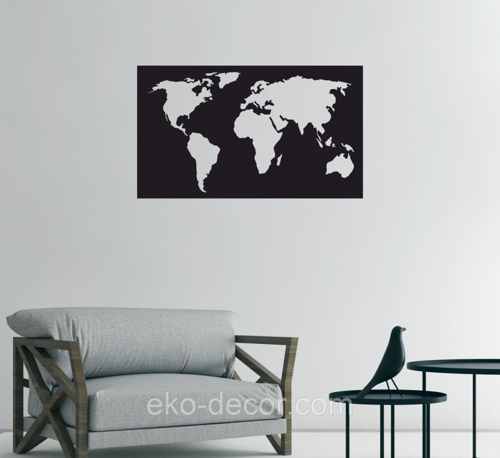 Декоративное настенное Панно «Карта», Декор на стену 70*41 см, Черный Киев - изображение 4