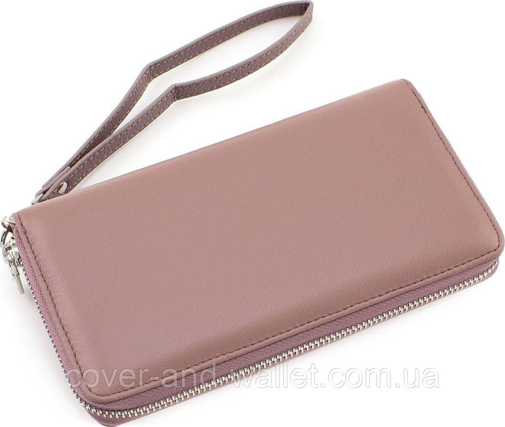 Пудровий жіночий гаманець-клатч із натуральної шкіри на змійці Marco Coverna MC 6054-6 Київ - фото 2