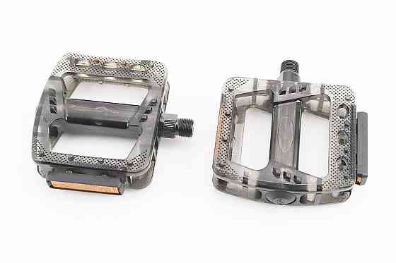 Педалі MTB широкі 9/16" (102x97x26mm) полікарбонатні, чорно-прозорі NW-366PC Київ