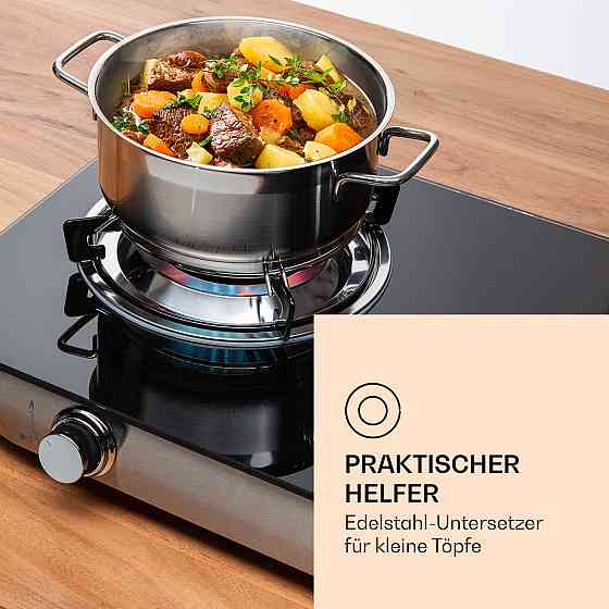 Похідна піч Barzona 2 2 пальники 3,4 кВт і 4,3 кВт Скляна пластина та корпус із неіржавкої сталі 2 Рівне