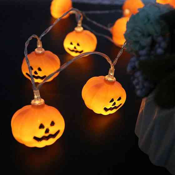 Гирлянда Хэллоуин Тыквами 150 см 10 led 40 на 35 мм оранжево-черный Киев