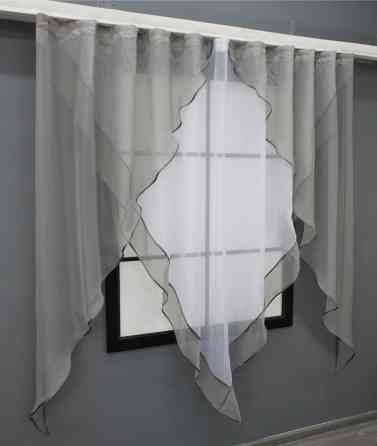 Кухонная занавеска VR-Textil № 029к серый с белым 300х170 см (59-954) Киев